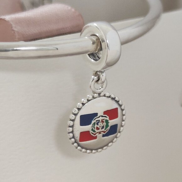 Pandora Dominican Republic Flag Dangle Charm Travel Vacation Pendant S925 Silver - Picture 4 of 5